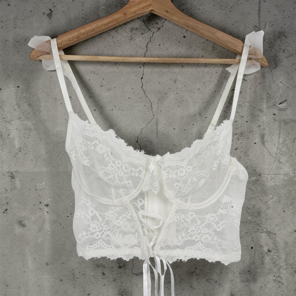 Avid Love White Lace Lingerie‎ Top Sz M
